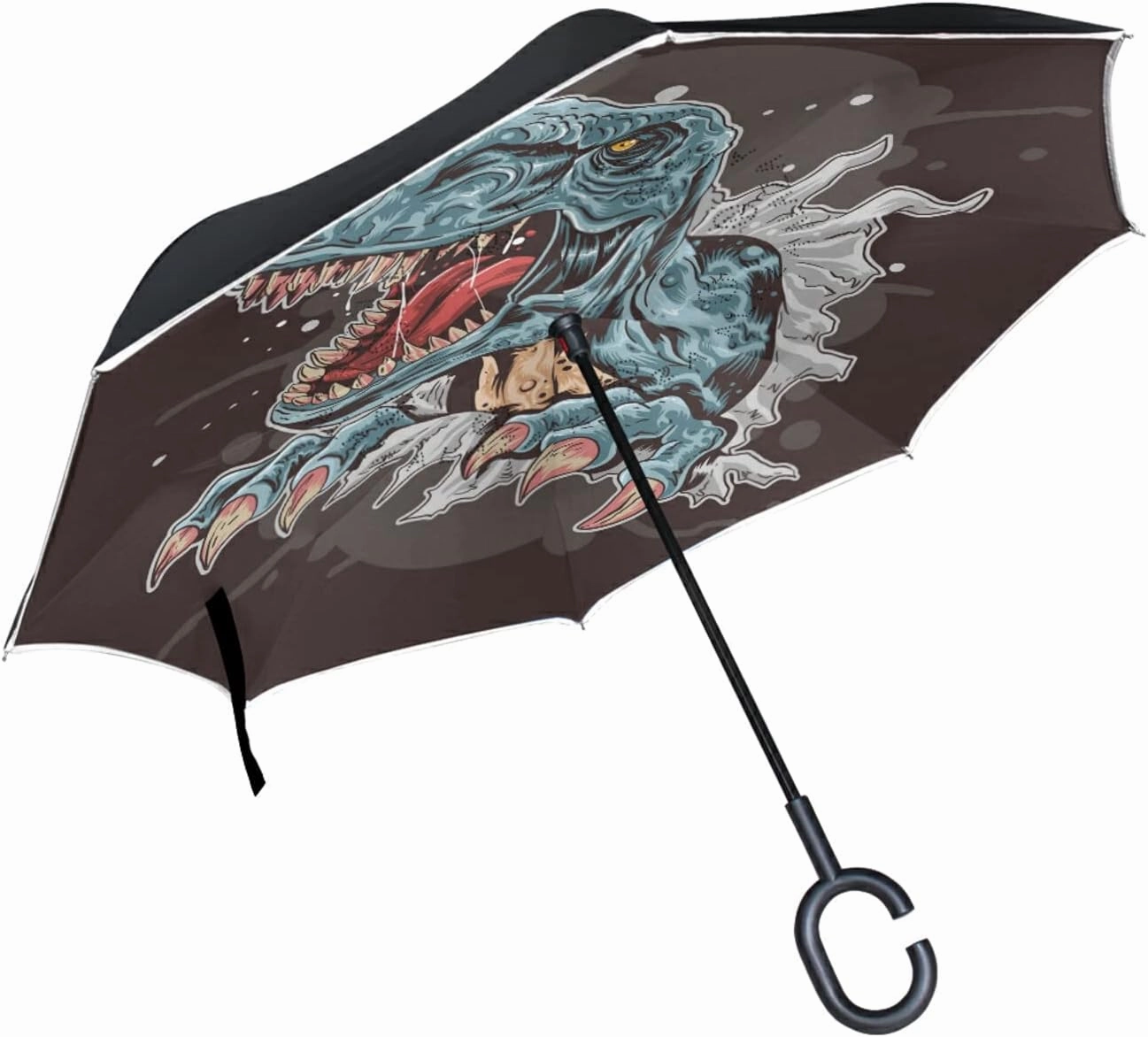 Oyihfvs Double Layer Inverted Umbrella, With C-Shaped Handle Windproof UV Proof Durable Parasol, For Men Women Outdoor Folding Rain Sun