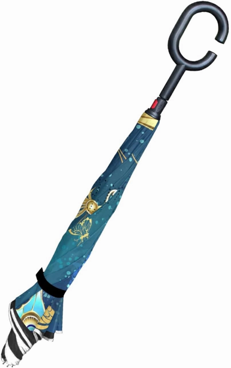 Oyihfvs Double Layer Inverted Umbrella, With C-Shaped Handle Windproof UV Proof Durable Parasol, For Men Women Outdoor Folding Rain Sun