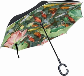 Oyihfvs Double Layer Inverted Umbrella, With C-Shaped Handle Windproof UV Proof Durable Parasol, For Men Women Outdoor Folding Rain Sun