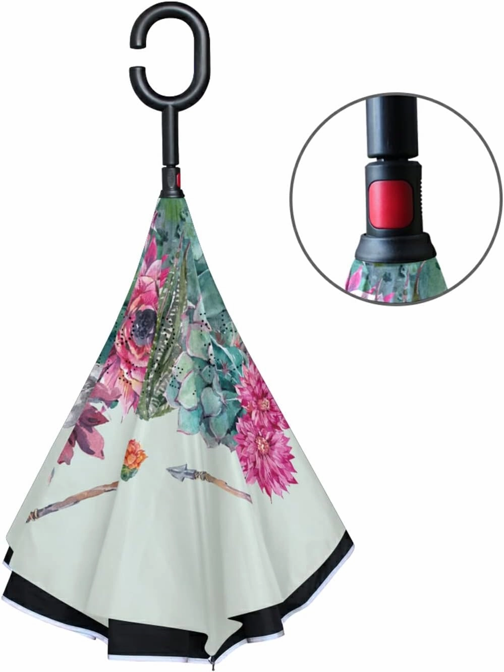 Oyihfvs Double Layer Inverted Umbrella, With C-Shaped Handle Windproof UV Proof Durable Parasol, For Men Women Outdoor Folding Rain Sun