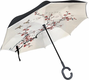 Oyihfvs Double Layer Inverted Umbrella, With C-Shaped Handle Windproof UV Proof Durable Parasol, For Men Women Outdoor Folding Rain Sun
