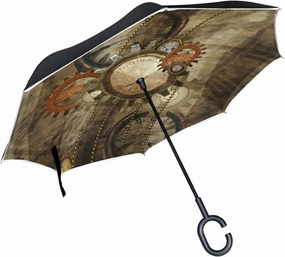 Oyihfvs Double Layer Inverted Umbrella, With C-Shaped Handle Windproof UV Proof Durable Parasol, For Men Women Outdoor Folding Rain Sun
