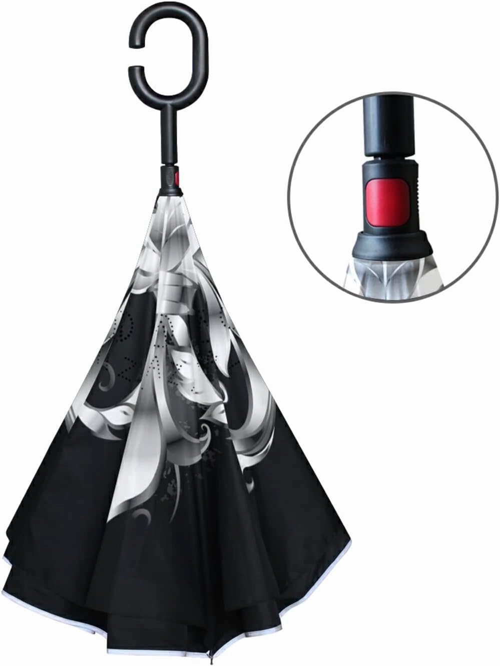 Oyihfvs Double Layer Inverted Umbrella, With C-Shaped Handle Windproof UV Proof Durable Parasol, For Men Women Outdoor Folding Rain Sun