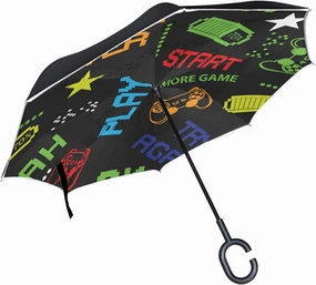 Oyihfvs Double Layer Inverted Umbrella, With C-Shaped Handle Windproof UV Proof Durable Parasol, For Men Women Outdoor Folding Rain Sun
