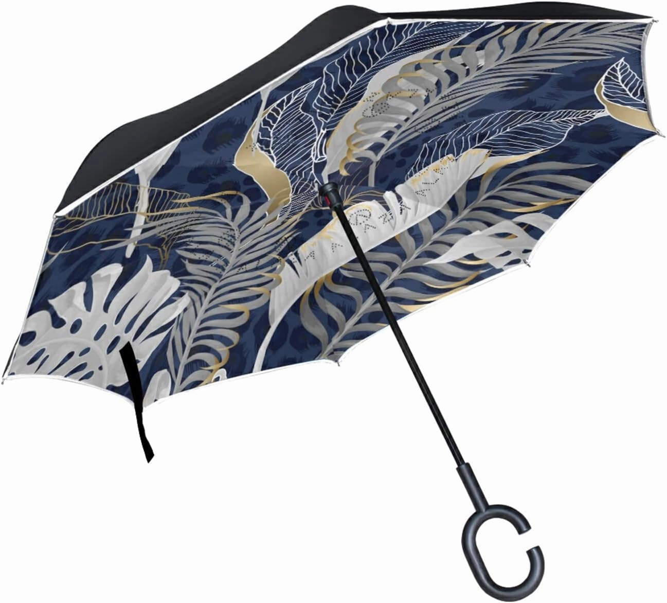 Oyihfvs Double Layer Inverted Umbrella, With C-Shaped Handle Windproof UV Proof Durable Parasol, For Men Women Outdoor Folding Rain Sun