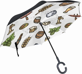 Oyihfvs Double Layer Inverted Umbrella, With C-Shaped Handle Windproof UV Proof Durable Parasol, For Men Women Outdoor Folding Rain Sun