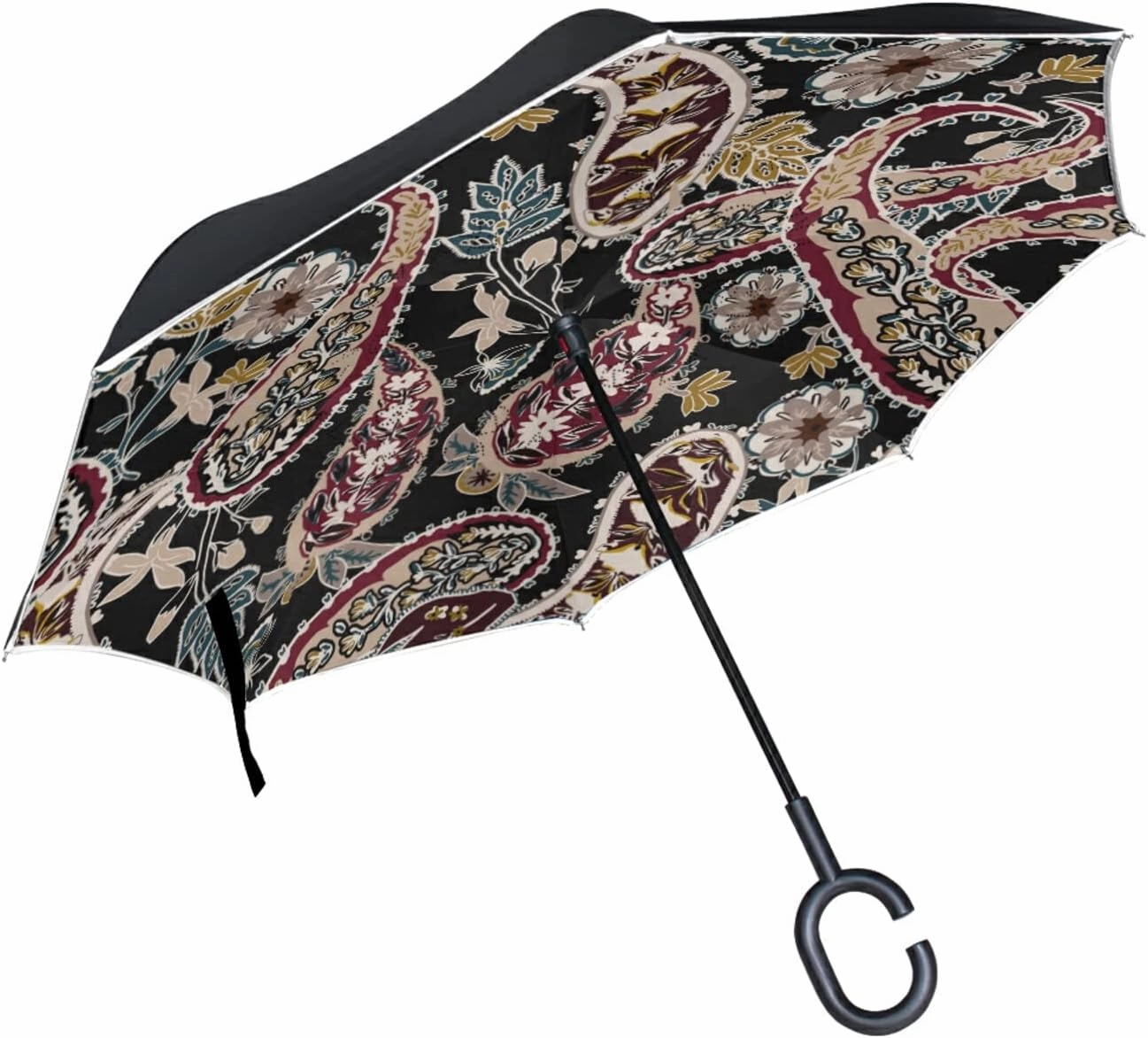 Oyihfvs Double Layer Inverted Umbrella, With C-Shaped Handle Windproof UV Proof Durable Parasol, For Men Women Outdoor Folding Rain Sun