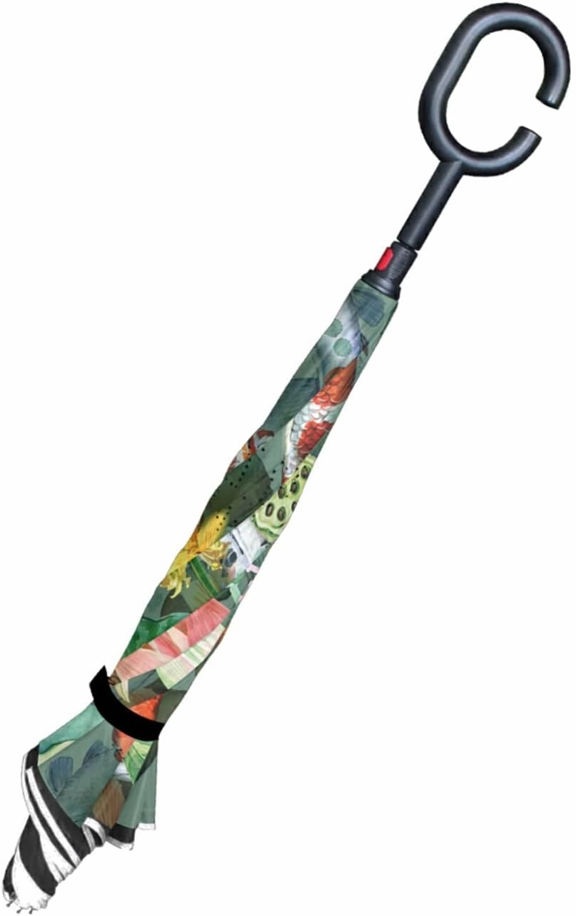 Oyihfvs Double Layer Inverted Umbrella, With C-Shaped Handle Windproof UV Proof Durable Parasol, For Men Women Outdoor Folding Rain Sun