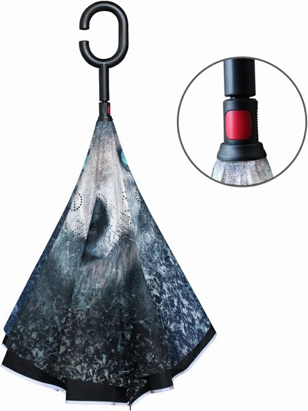 Oyihfvs Double Layer Inverted Umbrella, With C-Shaped Handle Windproof UV Proof Durable Parasol, For Men Women Outdoor Folding Rain Sun