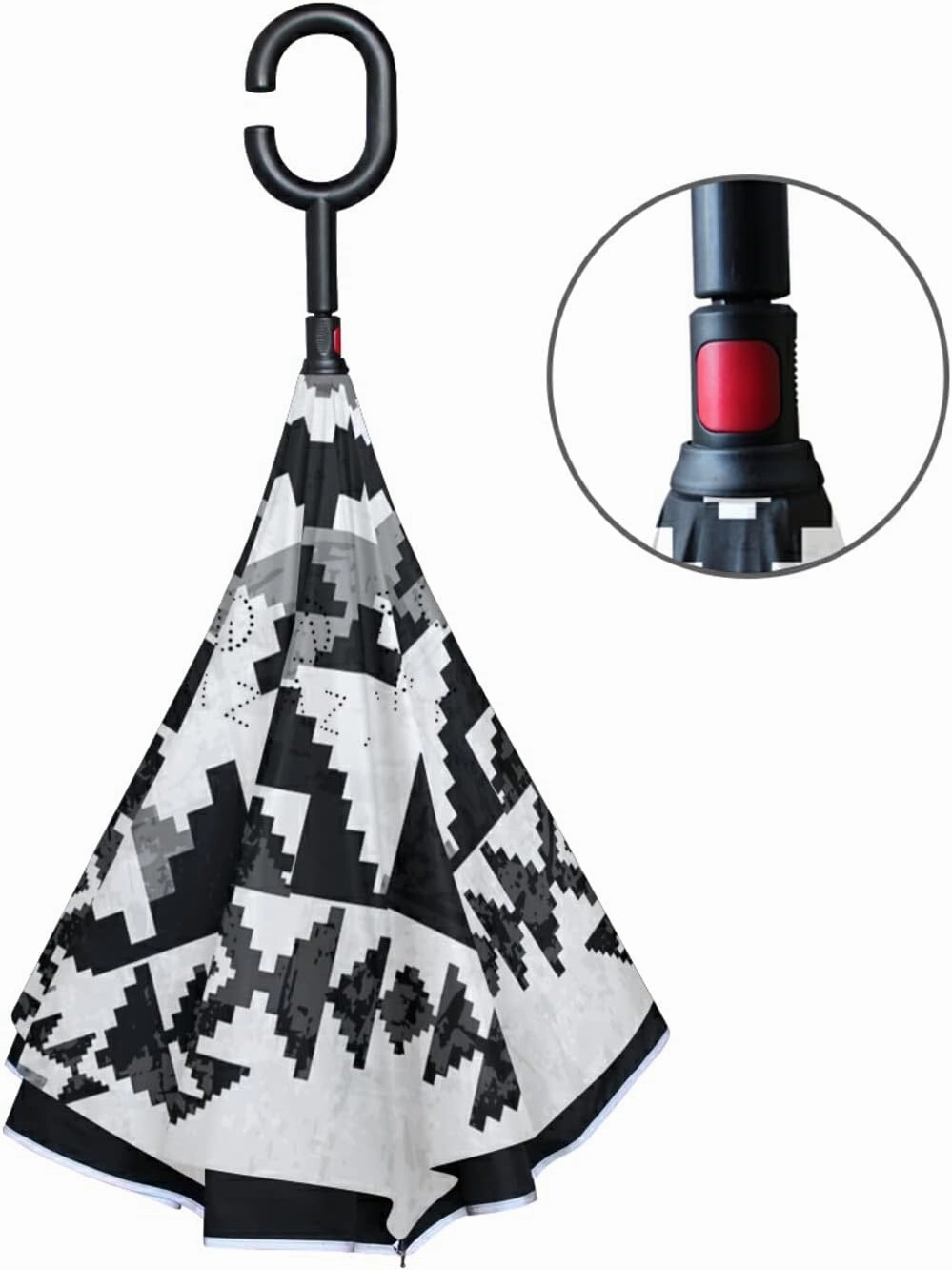 Oyihfvs Double Layer Inverted Umbrella, With C-Shaped Handle Windproof UV Proof Durable Parasol, For Men Women Outdoor Folding Rain Sun
