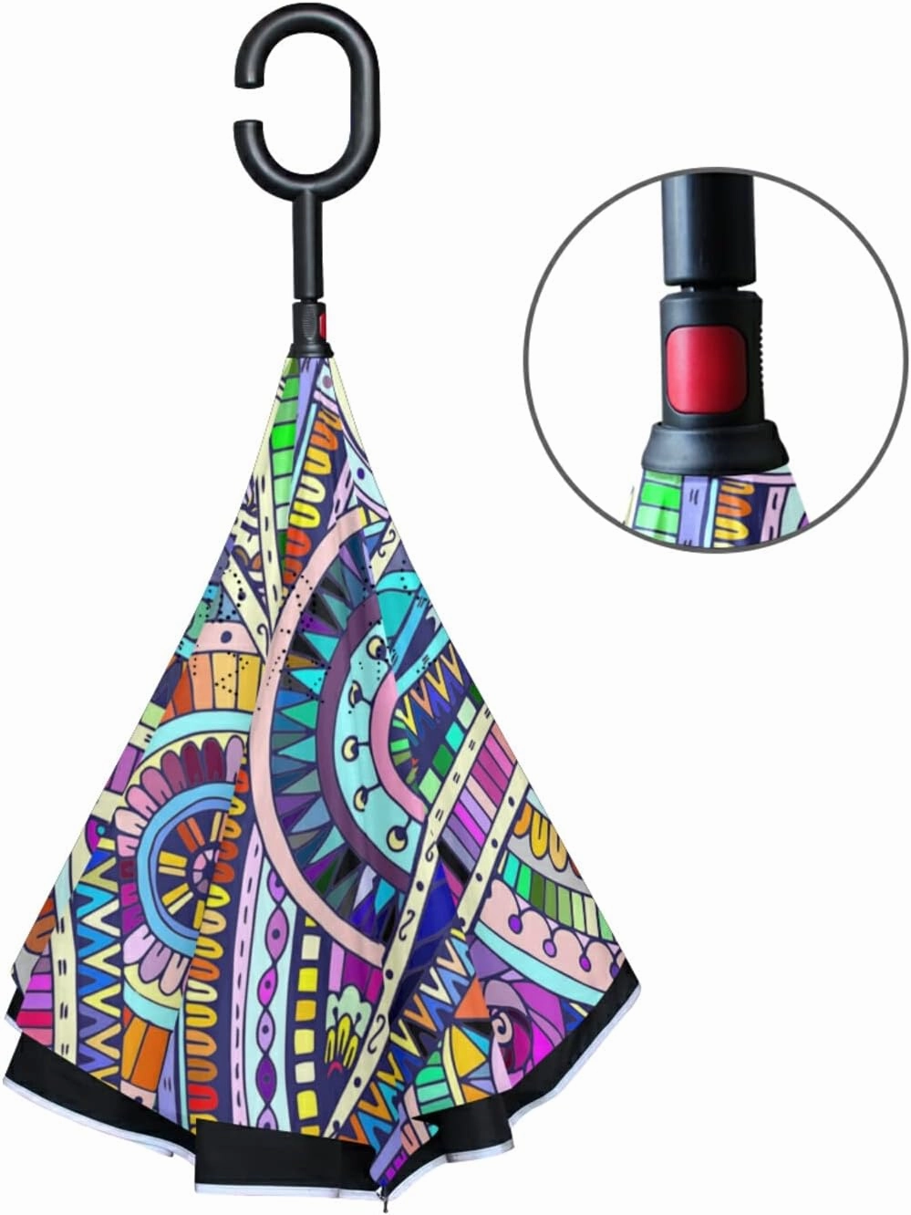 Oyihfvs Double Layer Inverted Umbrella, With C-Shaped Handle Windproof UV Proof Durable Parasol, For Men Women Outdoor Folding Rain Sun