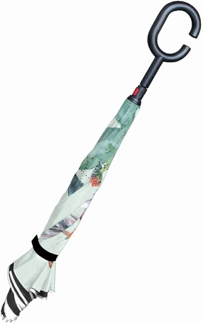 Oyihfvs Double Layer Inverted Umbrella, With C-Shaped Handle Windproof UV Proof Durable Parasol, For Men Women Outdoor Folding Rain Sun