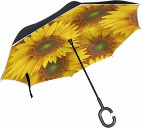 Oyihfvs Double Layer Inverted Umbrella, With C-Shaped Handle Windproof UV Proof Durable Parasol, For Men Women Outdoor Folding Rain Sun