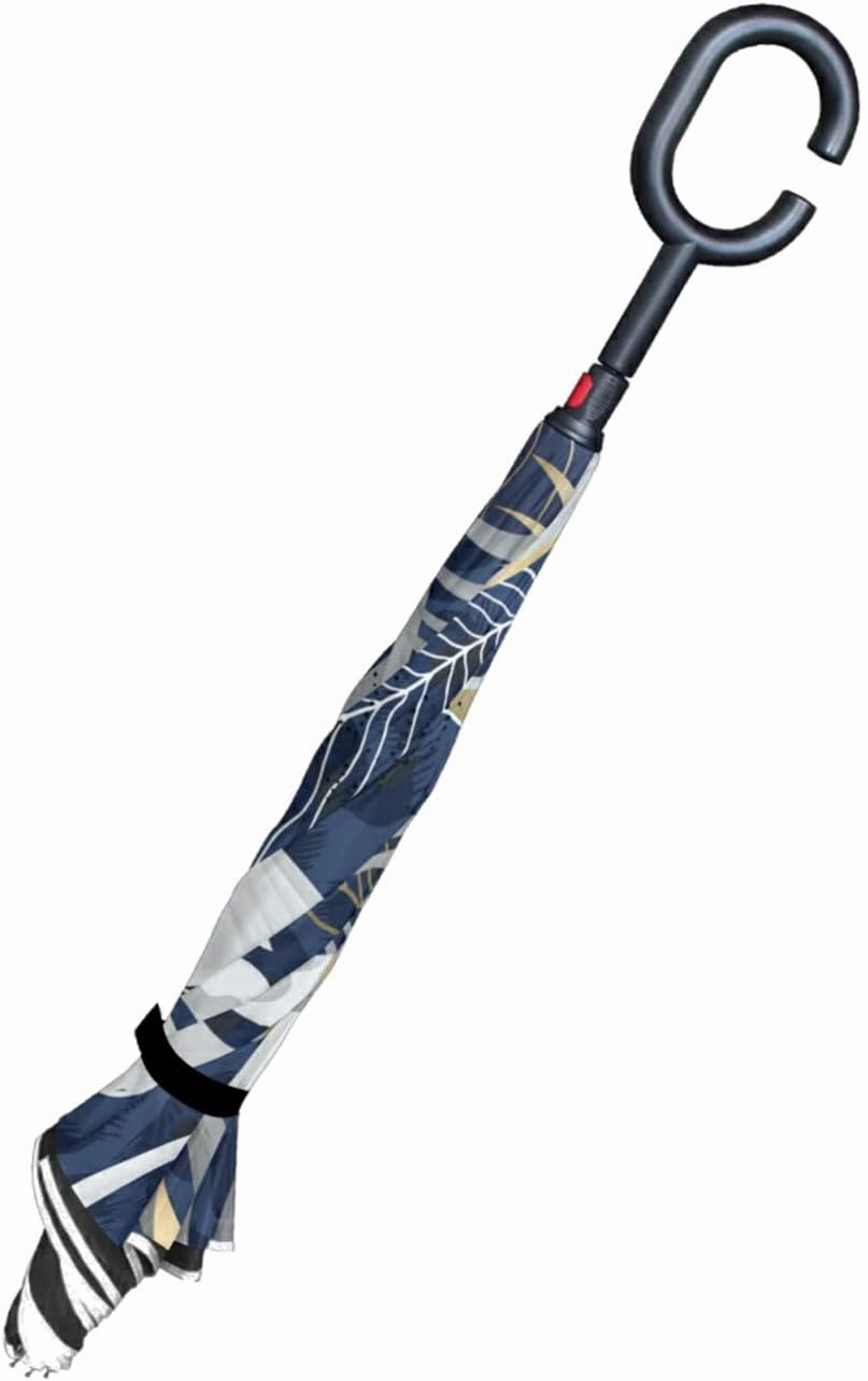 Oyihfvs Double Layer Inverted Umbrella, With C-Shaped Handle Windproof UV Proof Durable Parasol, For Men Women Outdoor Folding Rain Sun