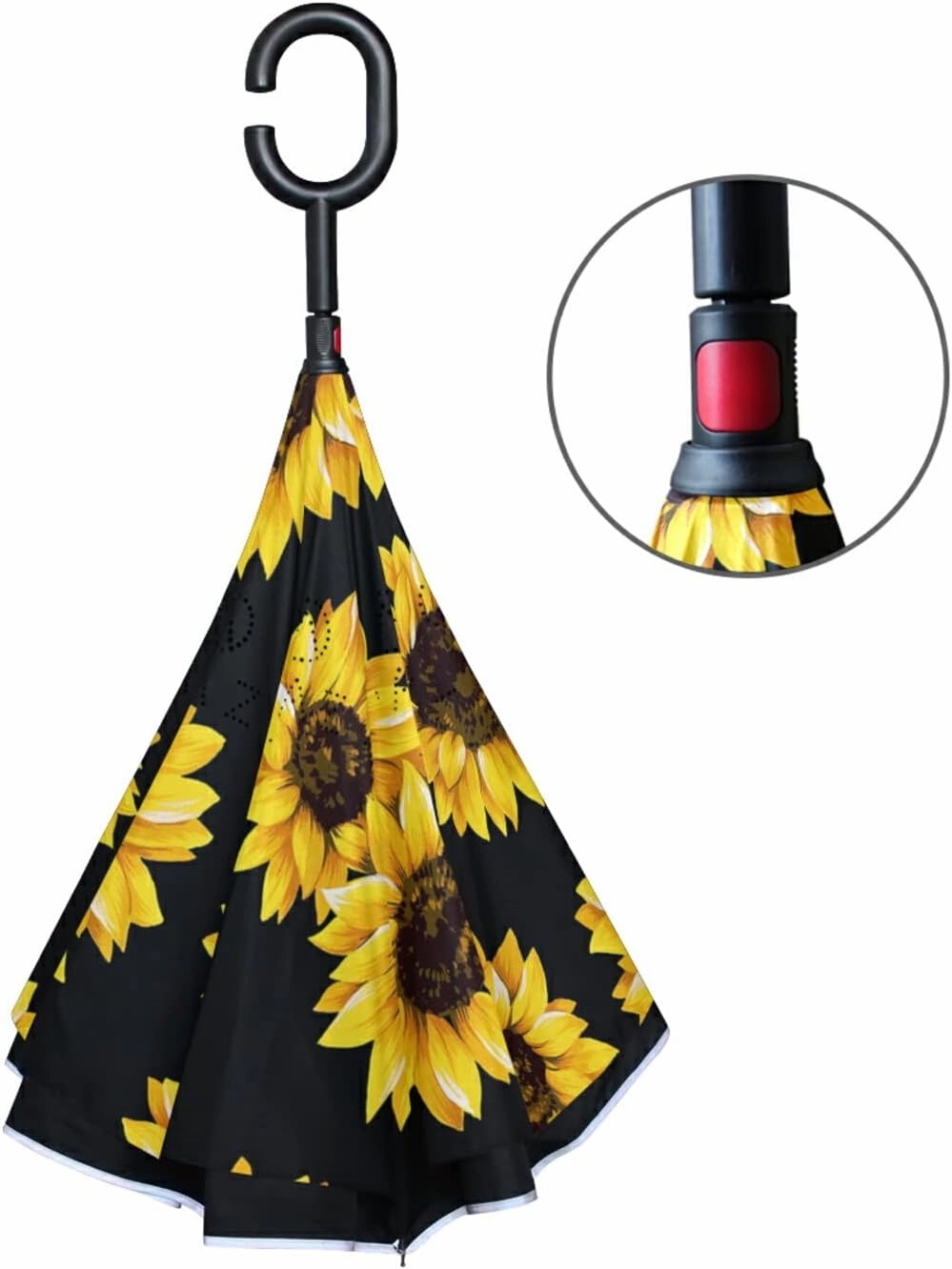 Oyihfvs Double Layer Inverted Umbrella, With C-Shaped Handle Windproof UV Proof Durable Parasol, For Men Women Outdoor Folding Rain Sun