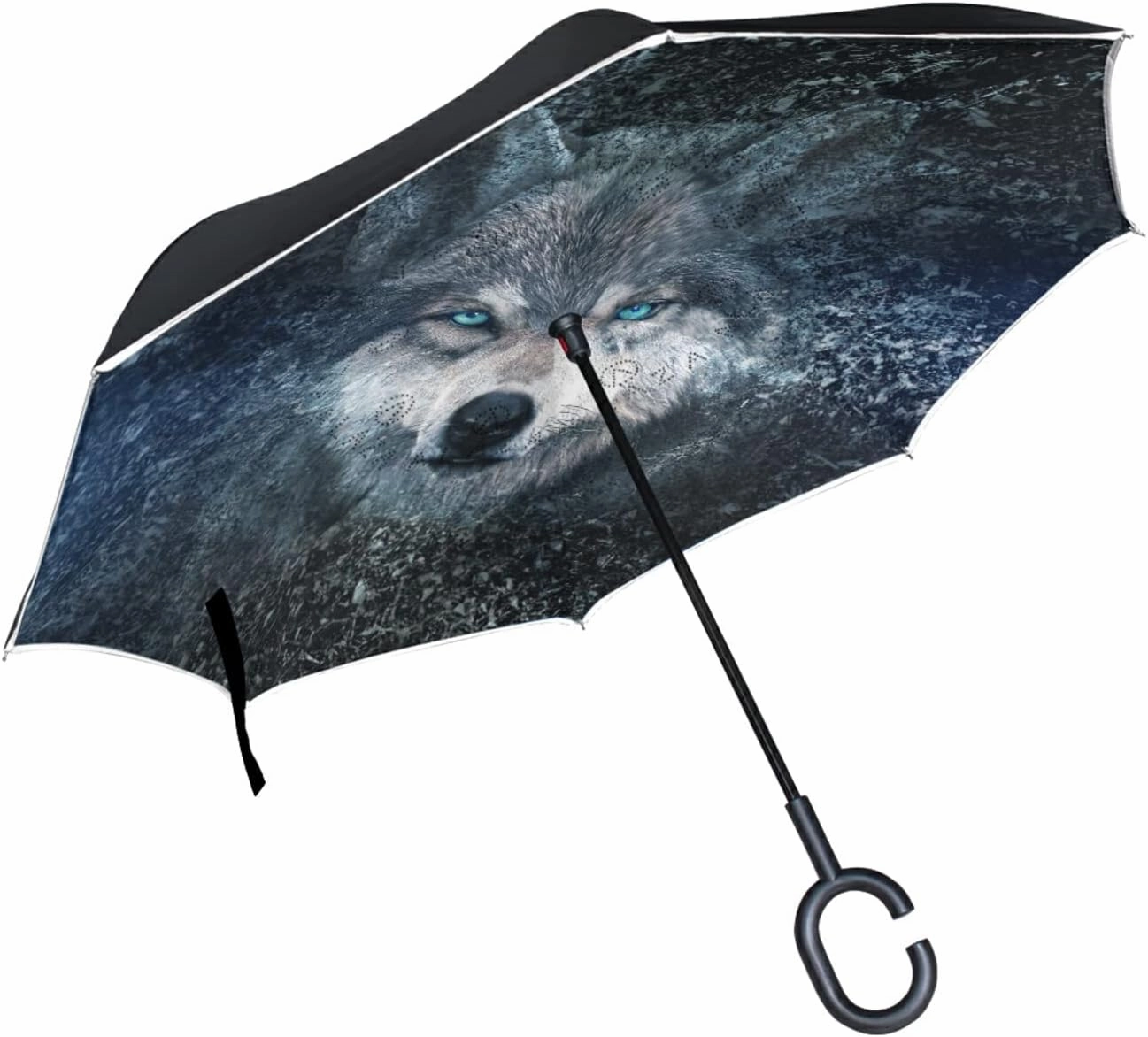Oyihfvs Double Layer Inverted Umbrella, With C-Shaped Handle Windproof UV Proof Durable Parasol, For Men Women Outdoor Folding Rain Sun