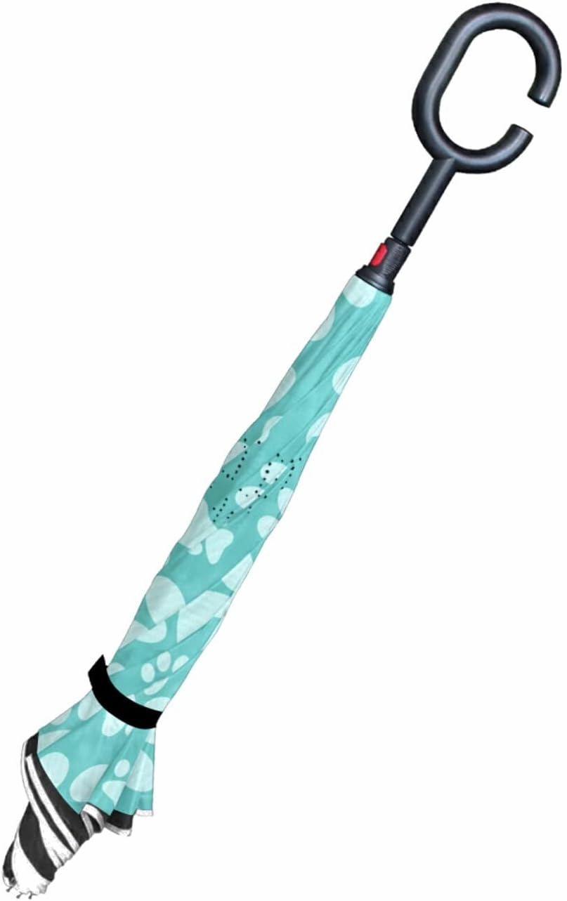 Oyihfvs Double Layer Inverted Umbrella, With C-Shaped Handle Windproof UV Proof Durable Parasol, For Men Women Outdoor Folding Rain Sun