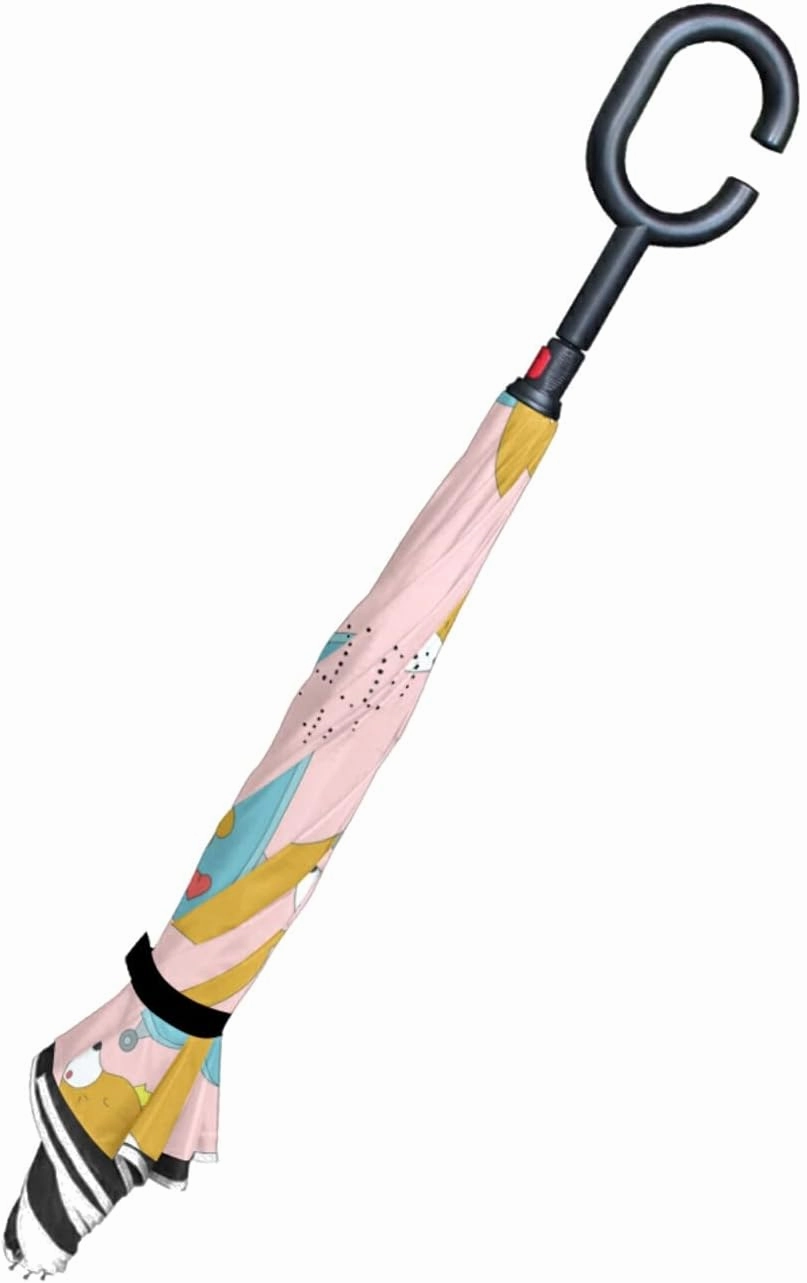 Oyihfvs Double Layer Inverted Umbrella, With C-Shaped Handle Windproof UV Proof Durable Parasol, For Men Women Outdoor Folding Rain Sun