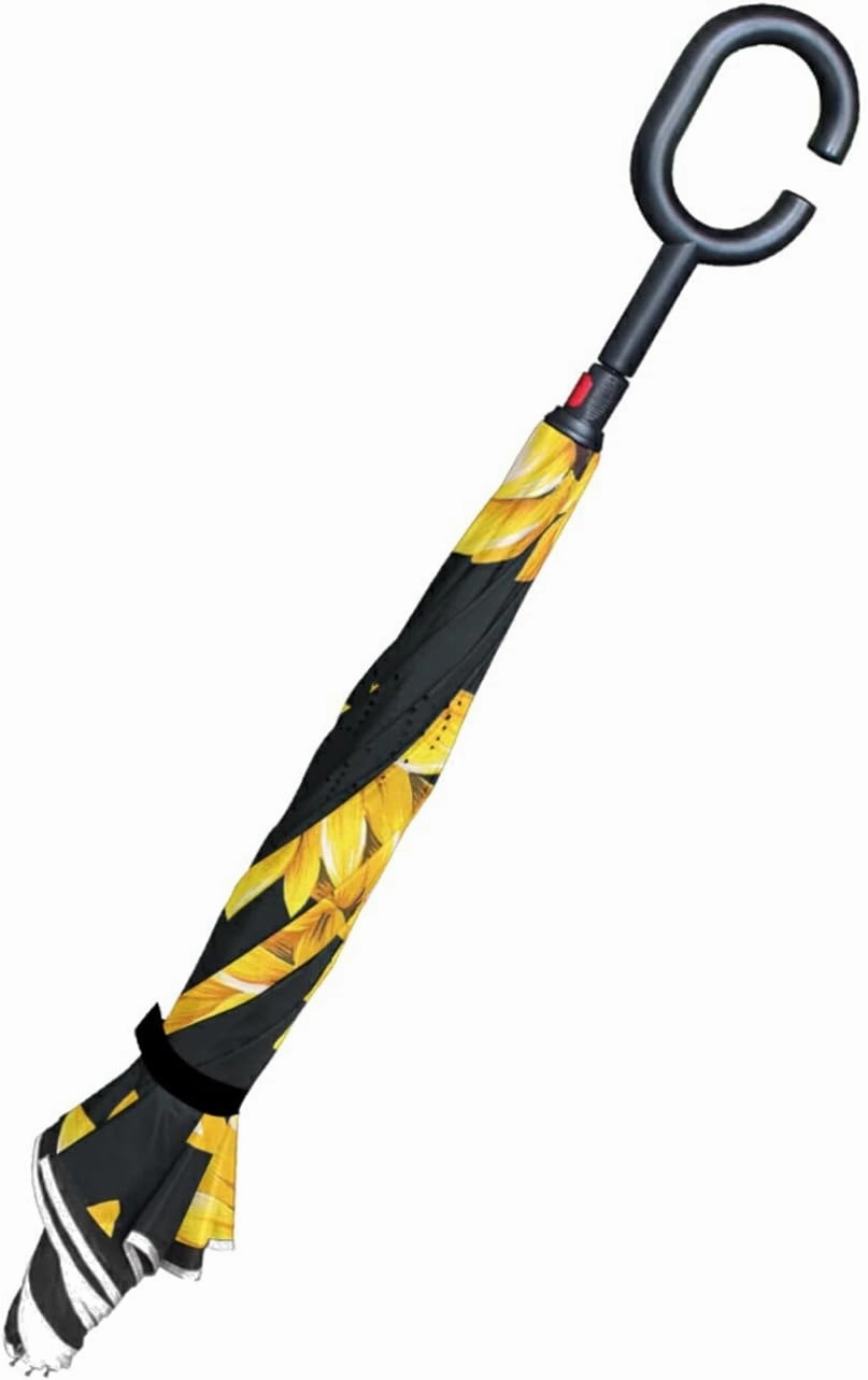 Oyihfvs Double Layer Inverted Umbrella, With C-Shaped Handle Windproof UV Proof Durable Parasol, For Men Women Outdoor Folding Rain Sun