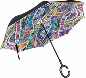 Oyihfvs Double Layer Inverted Umbrella, With C-Shaped Handle Windproof UV Proof Durable Parasol, For Men Women Outdoor Folding Rain Sun