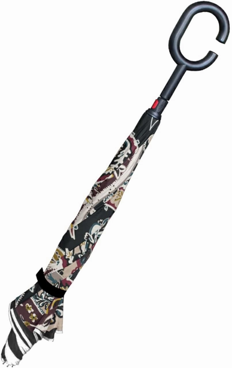 Oyihfvs Double Layer Inverted Umbrella, With C-Shaped Handle Windproof UV Proof Durable Parasol, For Men Women Outdoor Folding Rain Sun