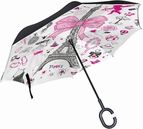 Oyihfvs Double Layer Inverted Umbrella, With C-Shaped Handle Windproof UV Proof Durable Parasol, For Men Women Outdoor Folding Rain Sun