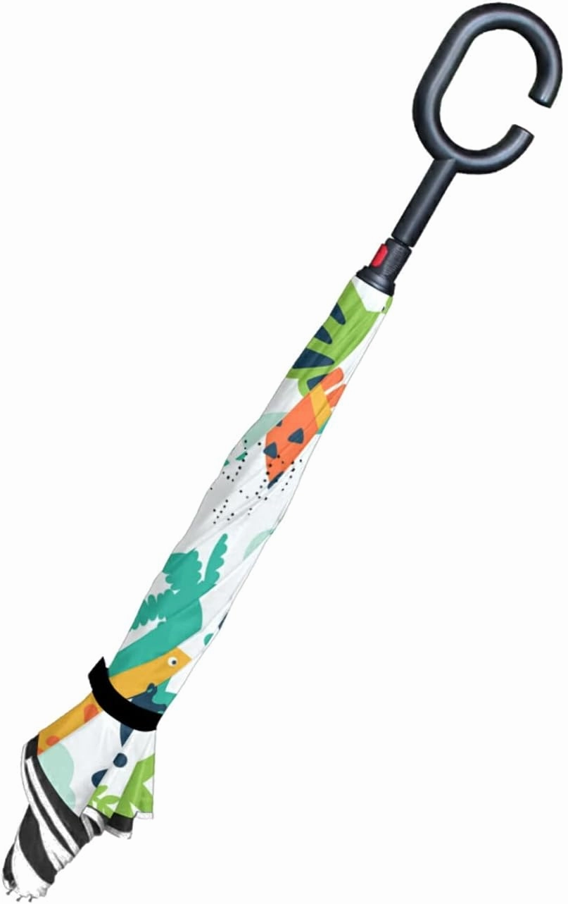 Oyihfvs Double Layer Inverted Umbrella, With C-Shaped Handle Windproof UV Proof Durable Parasol, For Men Women Outdoor Folding Rain Sun