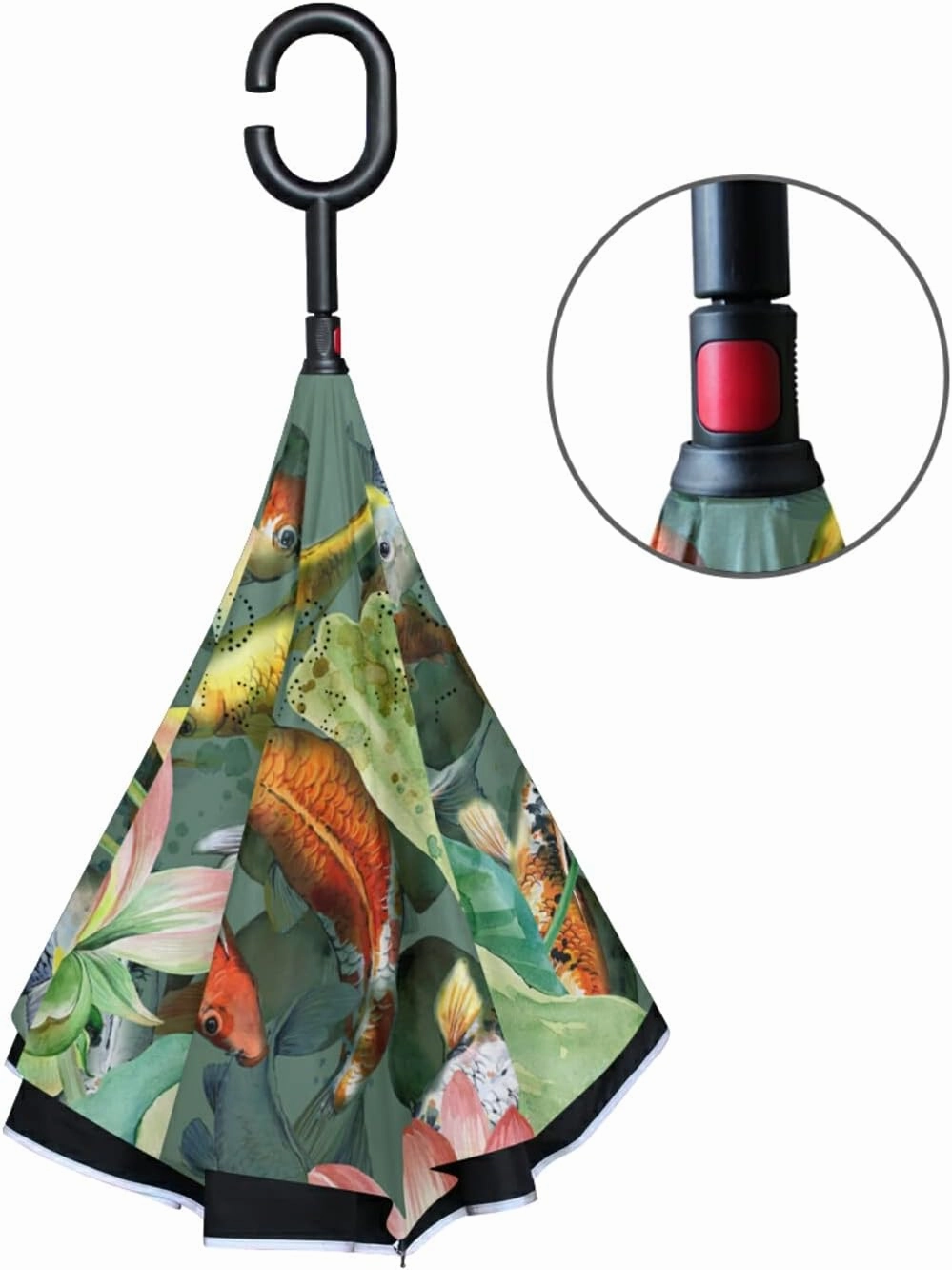 Oyihfvs Double Layer Inverted Umbrella, With C-Shaped Handle Windproof UV Proof Durable Parasol, For Men Women Outdoor Folding Rain Sun
