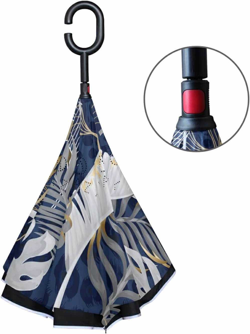 Oyihfvs Double Layer Inverted Umbrella, With C-Shaped Handle Windproof UV Proof Durable Parasol, For Men Women Outdoor Folding Rain Sun