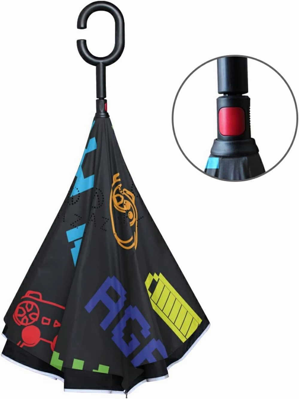 Oyihfvs Double Layer Inverted Umbrella, With C-Shaped Handle Windproof UV Proof Durable Parasol, For Men Women Outdoor Folding Rain Sun