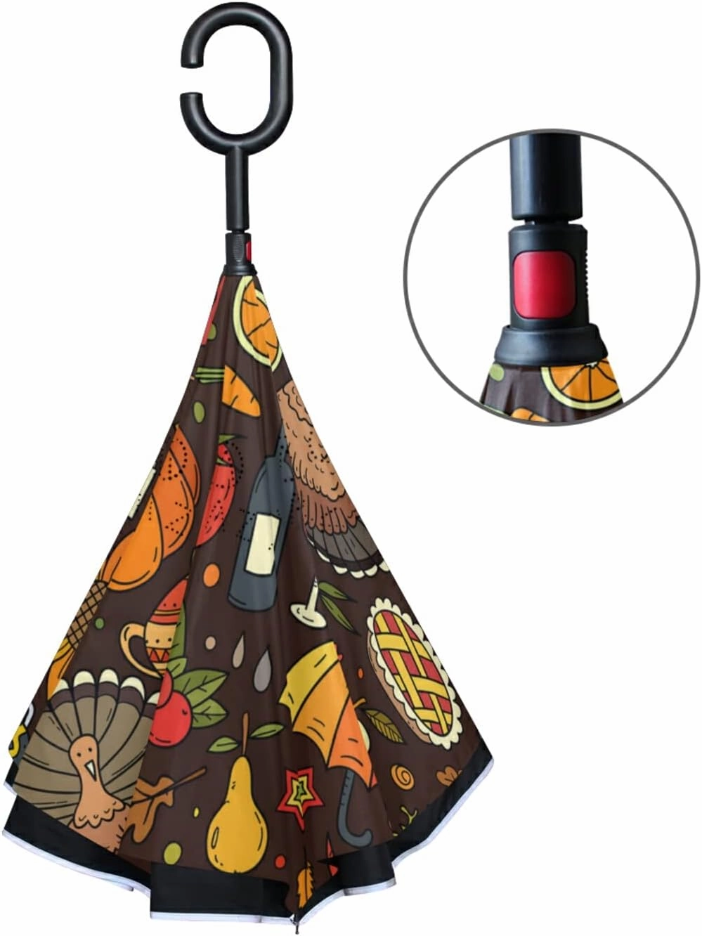 Oyihfvs Double Layer Inverted Umbrella, With C-Shaped Handle Windproof UV Proof Durable Parasol, For Men Women Outdoor Folding Rain Sun