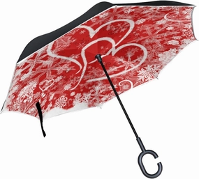 Oyihfvs Double Layer Inverted Umbrella, With C-Shaped Handle Windproof UV Proof Durable Parasol, For Men Women Outdoor Folding Rain Sun