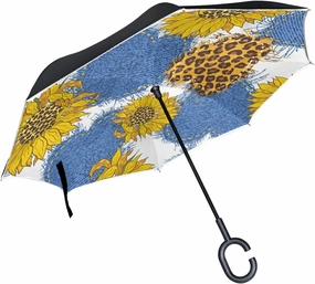 Oyihfvs Double Layer Inverted Umbrella, With C-Shaped Handle Windproof UV Proof Durable Parasol, For Men Women Outdoor Folding Rain Sun