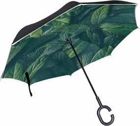 Oyihfvs Double Layer Inverted Umbrella, With C-Shaped Handle Windproof UV Proof Durable Parasol, For Men Women Outdoor Folding Rain Sun