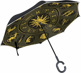 Oyihfvs Double Layer Inverted Umbrella, With C-Shaped Handle Windproof UV Proof Durable Parasol, For Men Women Outdoor Folding Rain Sun