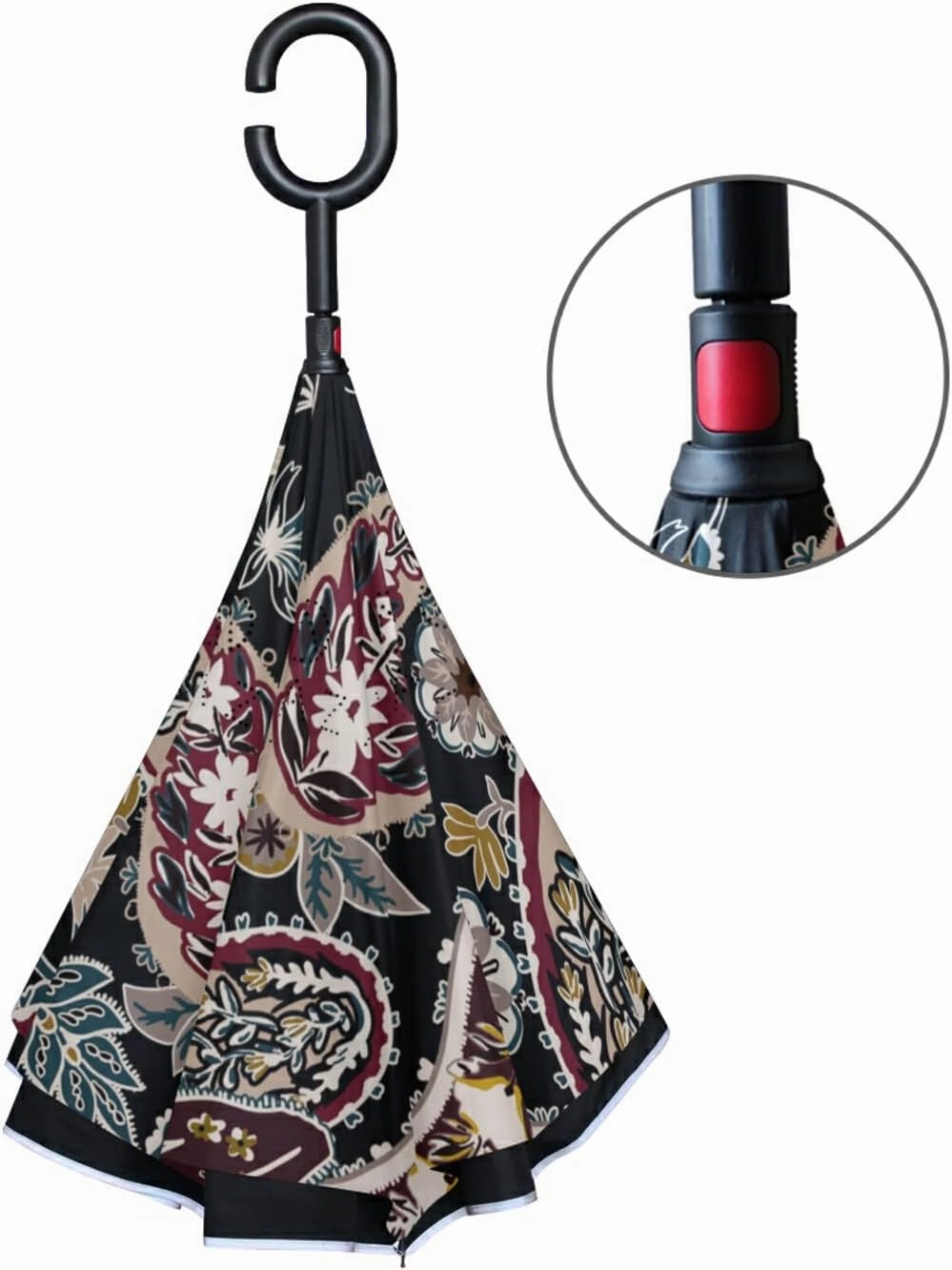 Oyihfvs Double Layer Inverted Umbrella, With C-Shaped Handle Windproof UV Proof Durable Parasol, For Men Women Outdoor Folding Rain Sun