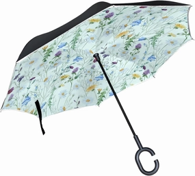 Oyihfvs Double Layer Inverted Umbrella, With C-Shaped Handle Windproof UV Proof Durable Parasol, For Men Women Outdoor Folding Rain Sun
