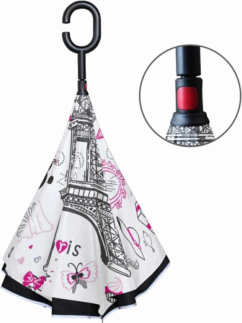 Oyihfvs Double Layer Inverted Umbrella, With C-Shaped Handle Windproof UV Proof Durable Parasol, For Men Women Outdoor Folding Rain Sun