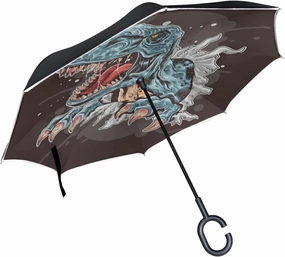 Oyihfvs Double Layer Inverted Umbrella, With C-Shaped Handle Windproof UV Proof Durable Parasol, For Men Women Outdoor Folding Rain Sun