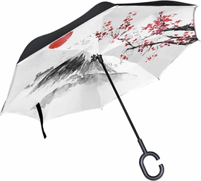 Oyihfvs Double Layer Inverted Umbrella, With C-Shaped Handle Windproof UV Proof Durable Parasol, For Men Women Outdoor Folding Rain Sun