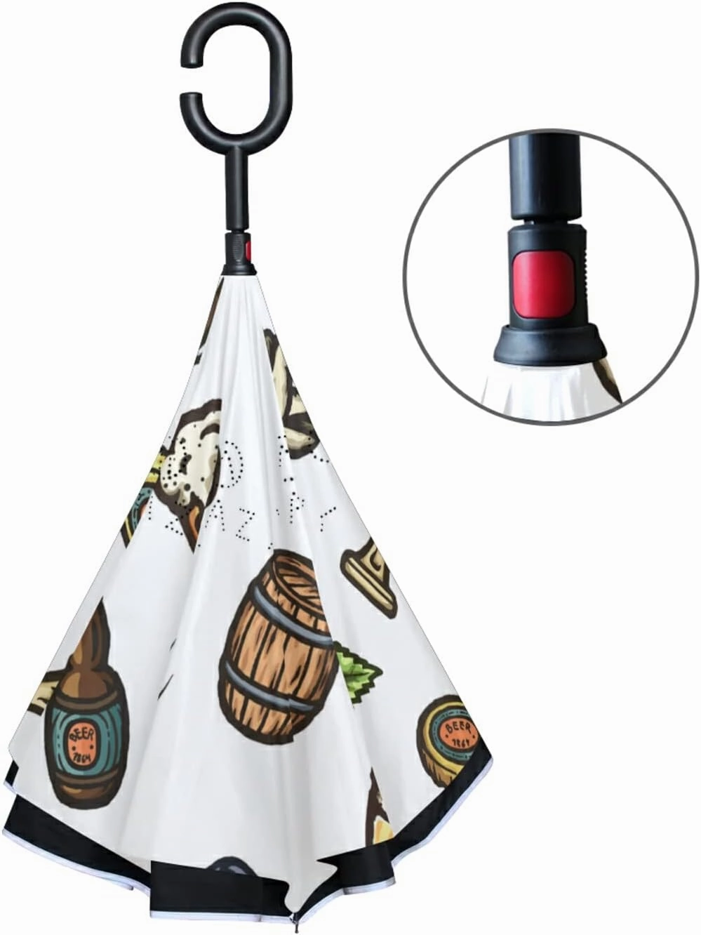 Oyihfvs Double Layer Inverted Umbrella, With C-Shaped Handle Windproof UV Proof Durable Parasol, For Men Women Outdoor Folding Rain Sun