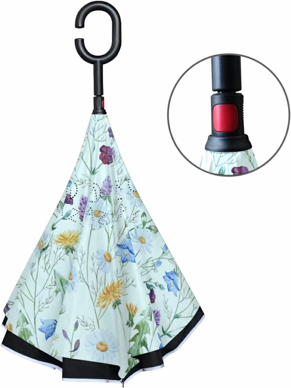 Oyihfvs Double Layer Inverted Umbrella, With C-Shaped Handle Windproof UV Proof Durable Parasol, For Men Women Outdoor Folding Rain Sun