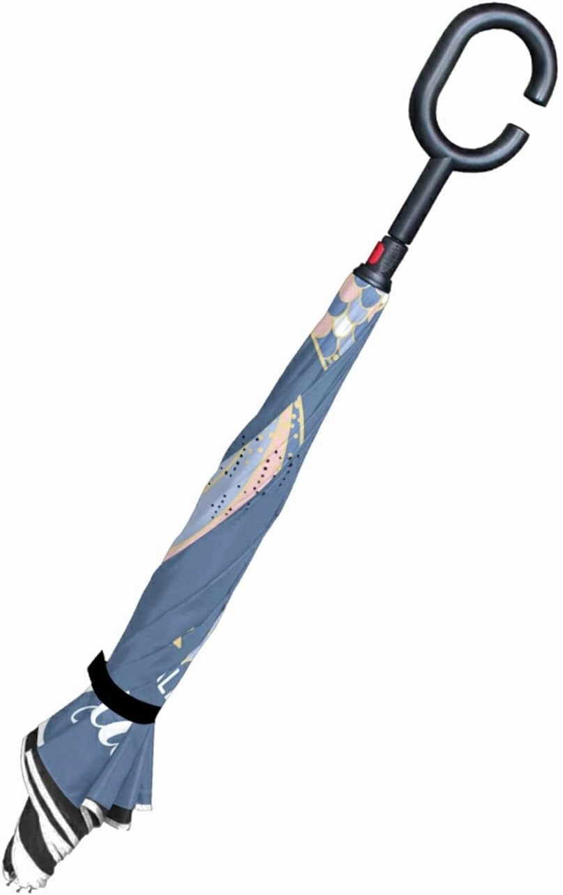 Oyihfvs Double Layer Inverted Umbrella, With C-Shaped Handle Windproof UV Proof Durable Parasol, For Men Women Outdoor Folding Rain Sun