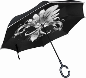 Oyihfvs Double Layer Inverted Umbrella, With C-Shaped Handle Windproof UV Proof Durable Parasol, For Men Women Outdoor Folding Rain Sun