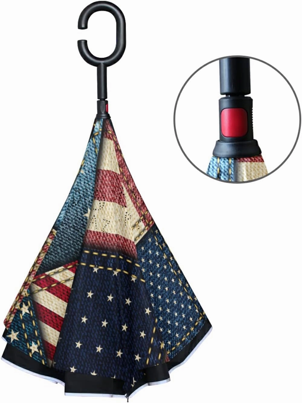 Oyihfvs Double Layer Inverted Umbrella, With C-Shaped Handle Windproof UV Proof Durable Parasol, For Men Women Outdoor Folding Rain Sun