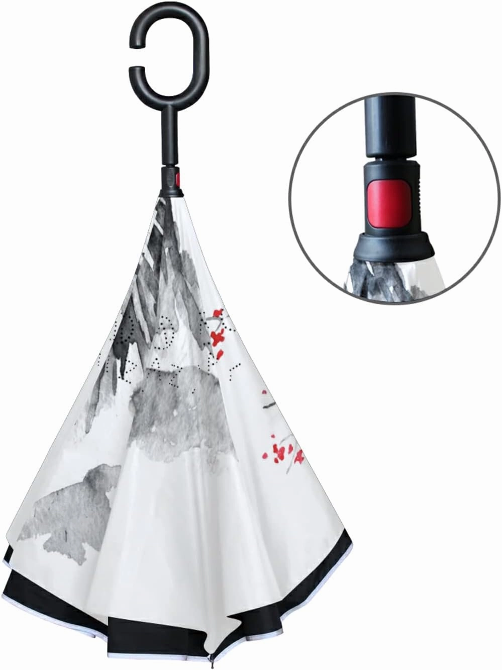 Oyihfvs Double Layer Inverted Umbrella, With C-Shaped Handle Windproof UV Proof Durable Parasol, For Men Women Outdoor Folding Rain Sun
