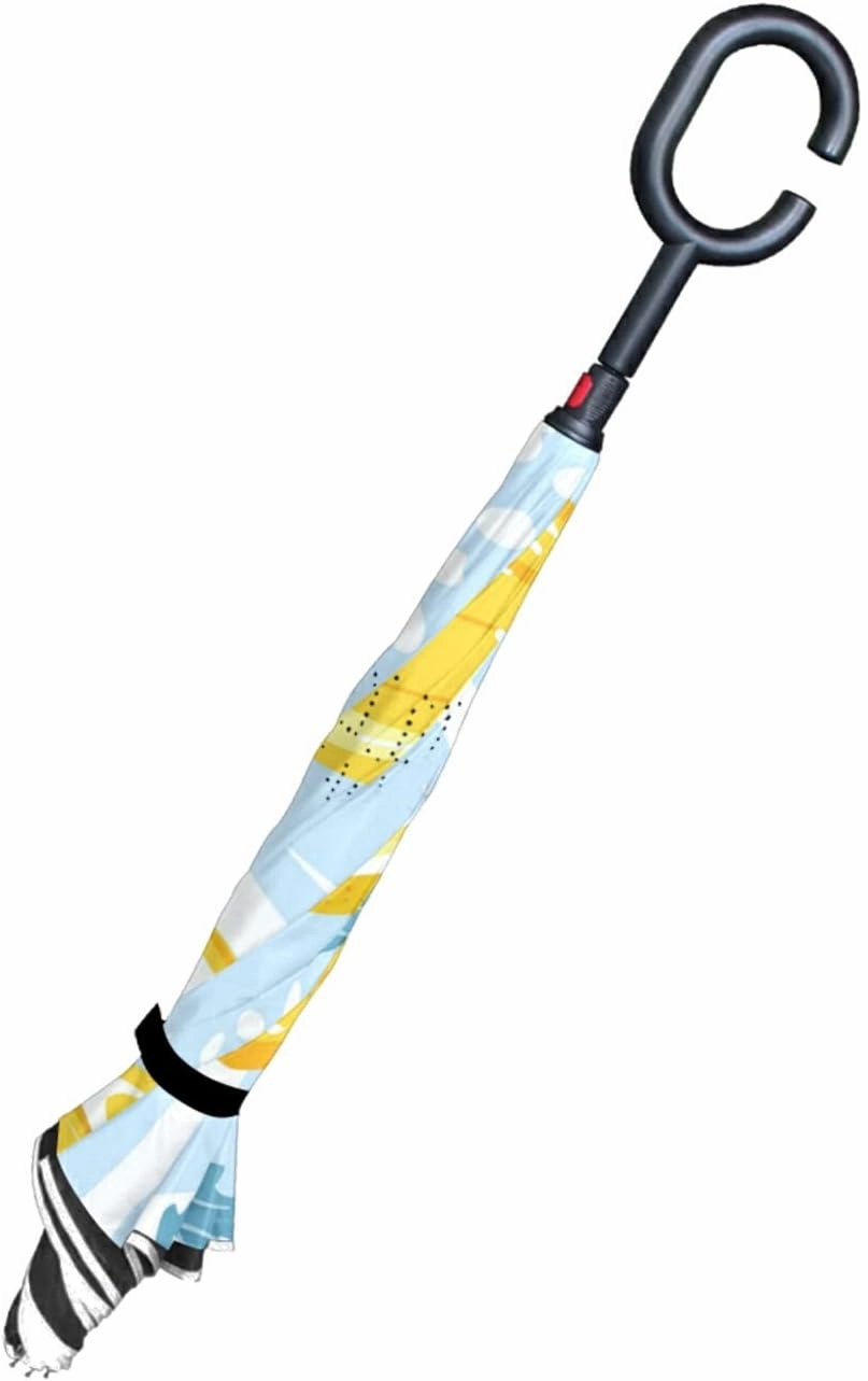 Oyihfvs Double Layer Inverted Umbrella, With C-Shaped Handle Windproof UV Proof Durable Parasol, For Men Women Outdoor Folding Rain Sun