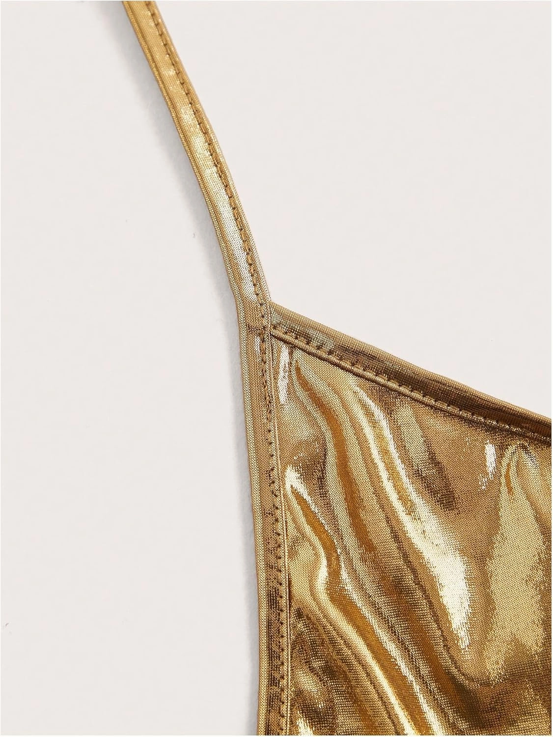 OYOANGLE Women's Metallic Twist Front Halter Tops Deep V Neck Backless Wrap Crop Cami Top