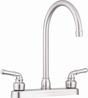 Pacific Bay Lynden Modern High Arc Kitchen Sink Faucet - Metallic Plating Over ABS Plastic - Brushed Satin Nickel Plating