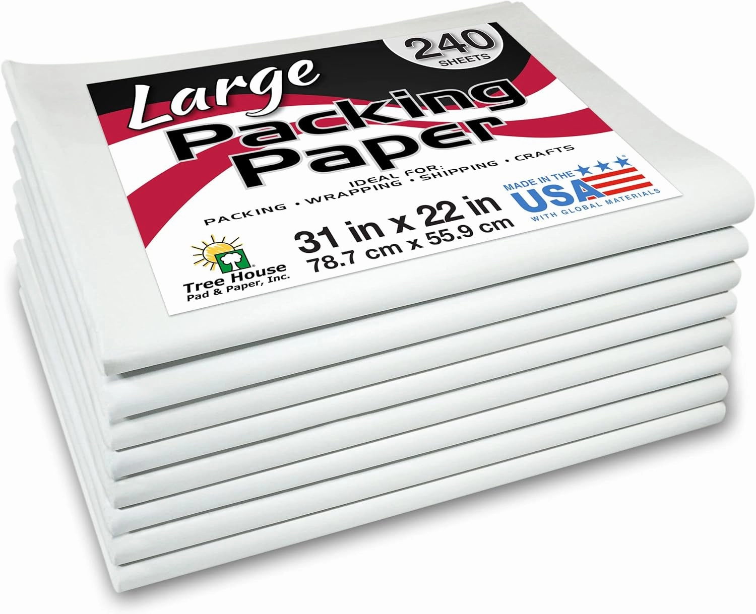 Packing Paper Sheets for Moving - 240 Sheets of Newsprint Paper - Must Have in Your Moving Supplies - 31" x 22" - Made in USA
